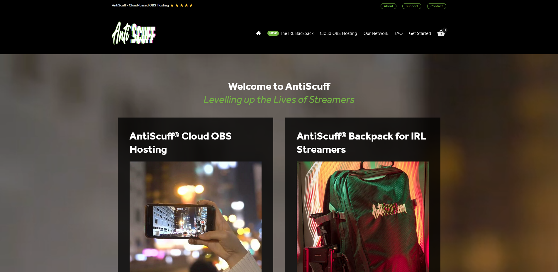 Screenshot of antiscuff.com homepage