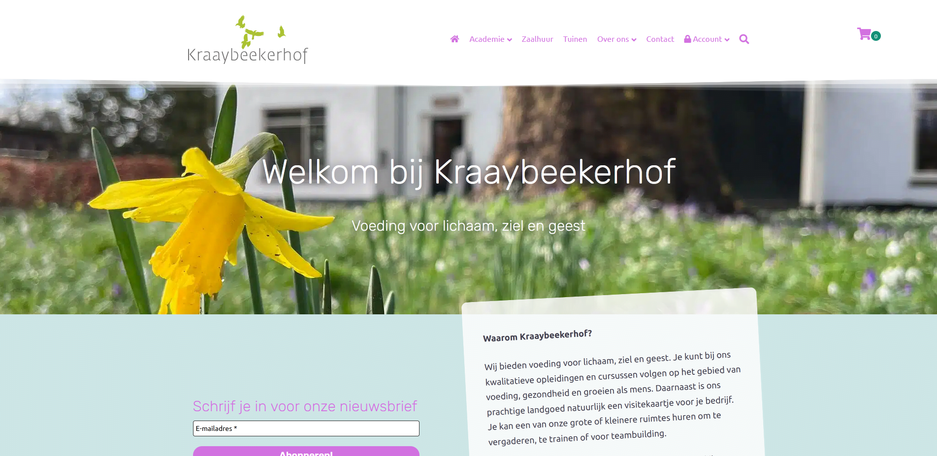 A screenshot of the homepage of kraaybeekerhof.nl