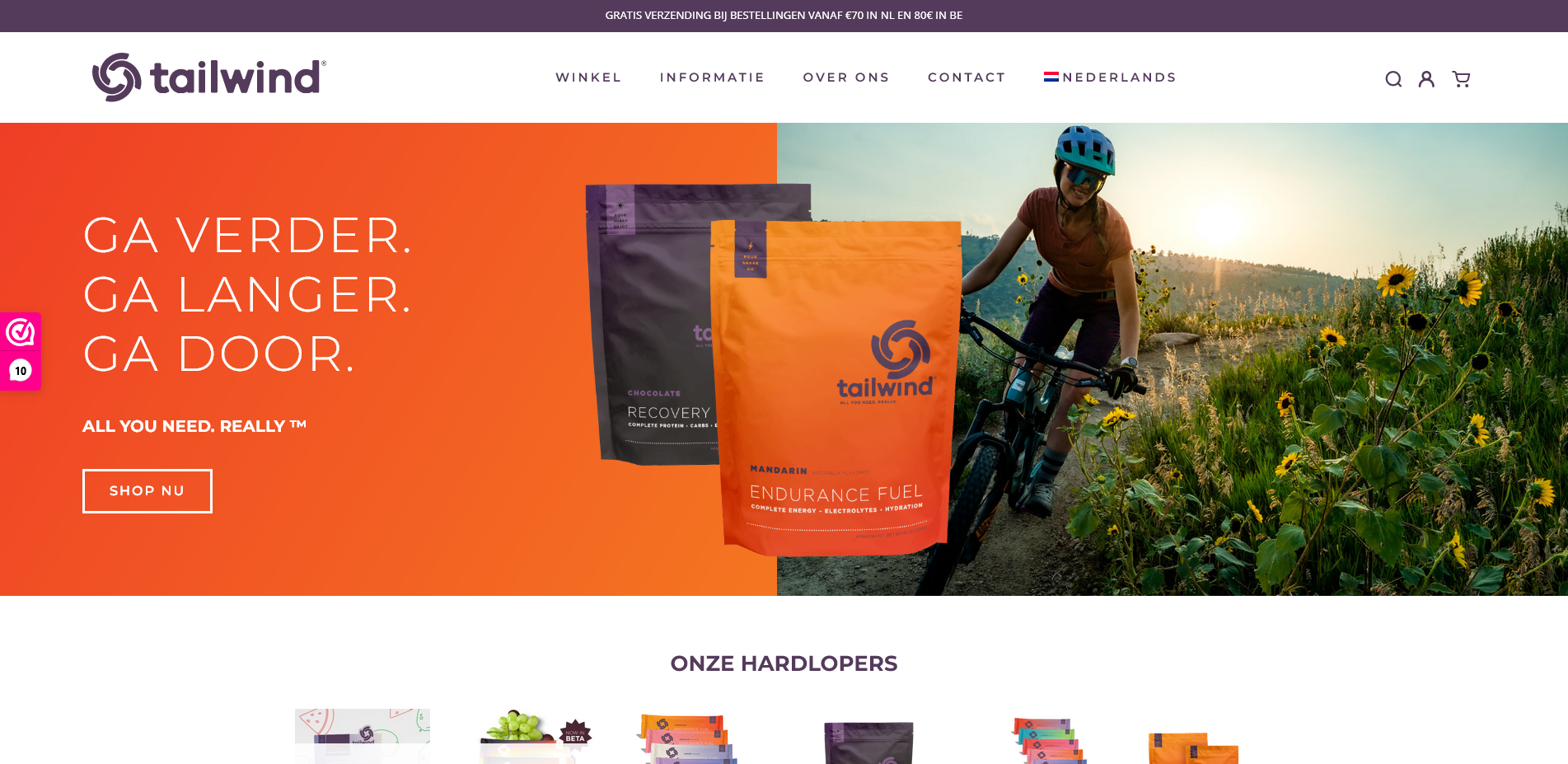 Screenshot of the homepage of tailwindnutrition.shop