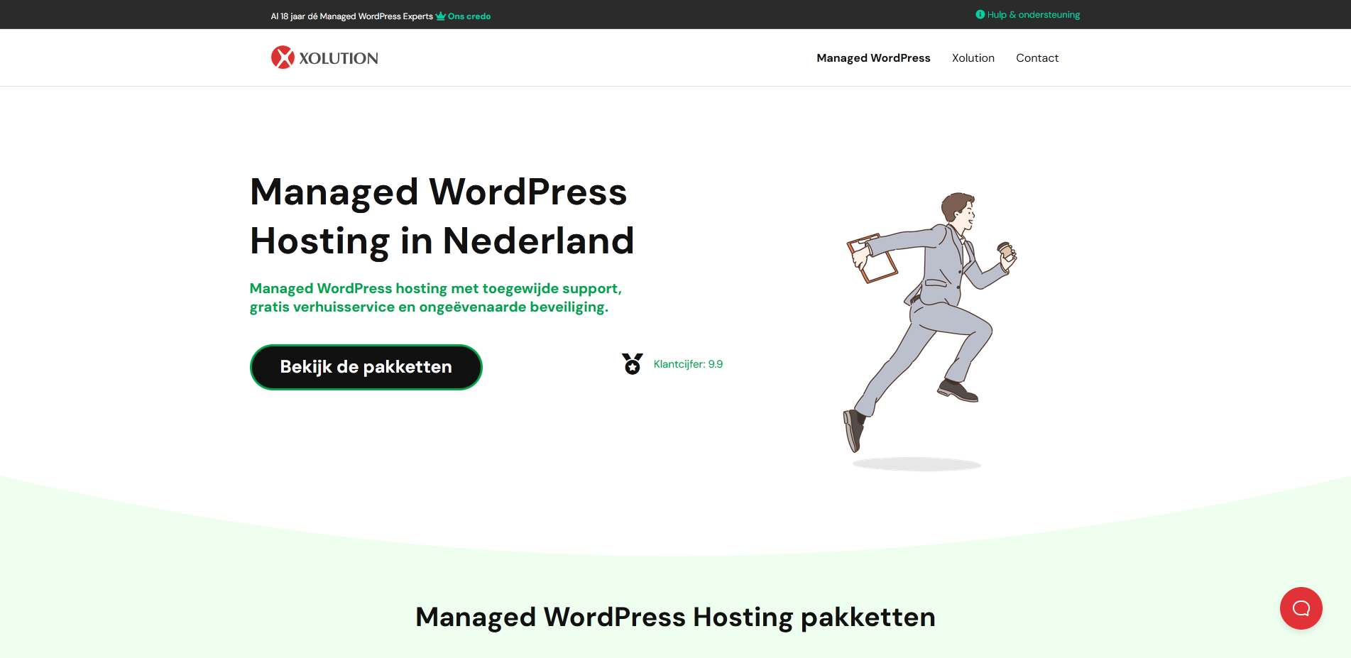 A screenshot of the homepage of xolution.nl